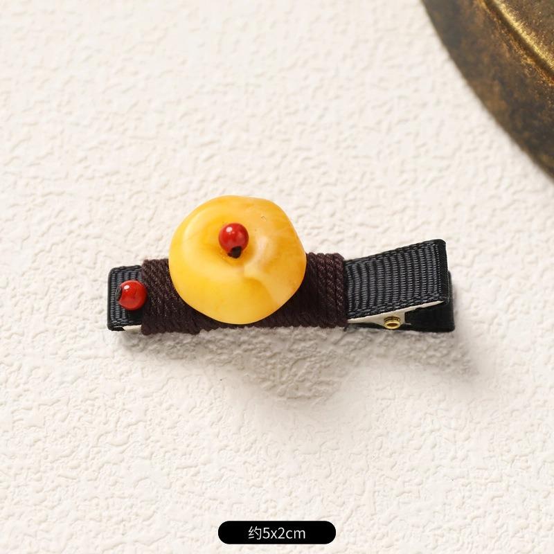 Retro Handmade Hairpin Niche Exquisite Woven Turquoise Beeswax Bangs Side Clip Tibetan Hair Jewelry