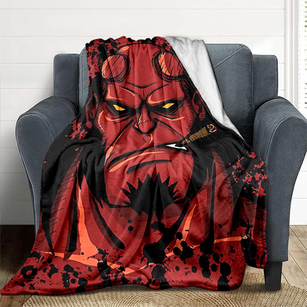 1pc Demon Blanket, Lightweight Flannel Throw Blanket For Sofa, Bed, Travel, Camping, Living Room, Office, Couch, Chair, And Bed