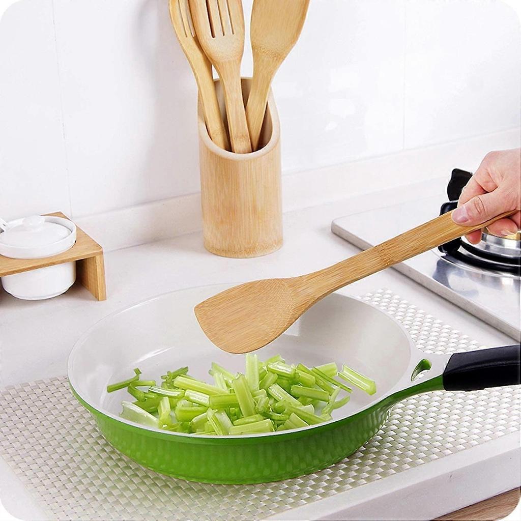 5PCS Wooden Cooking Utensils for Non-Stick Pan Cooking Tools Set Accessories Complete Bamboo 30cm
