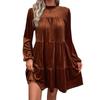 Women's Long-sleeved Dress, New Solid Color Velvet Elegant Dress