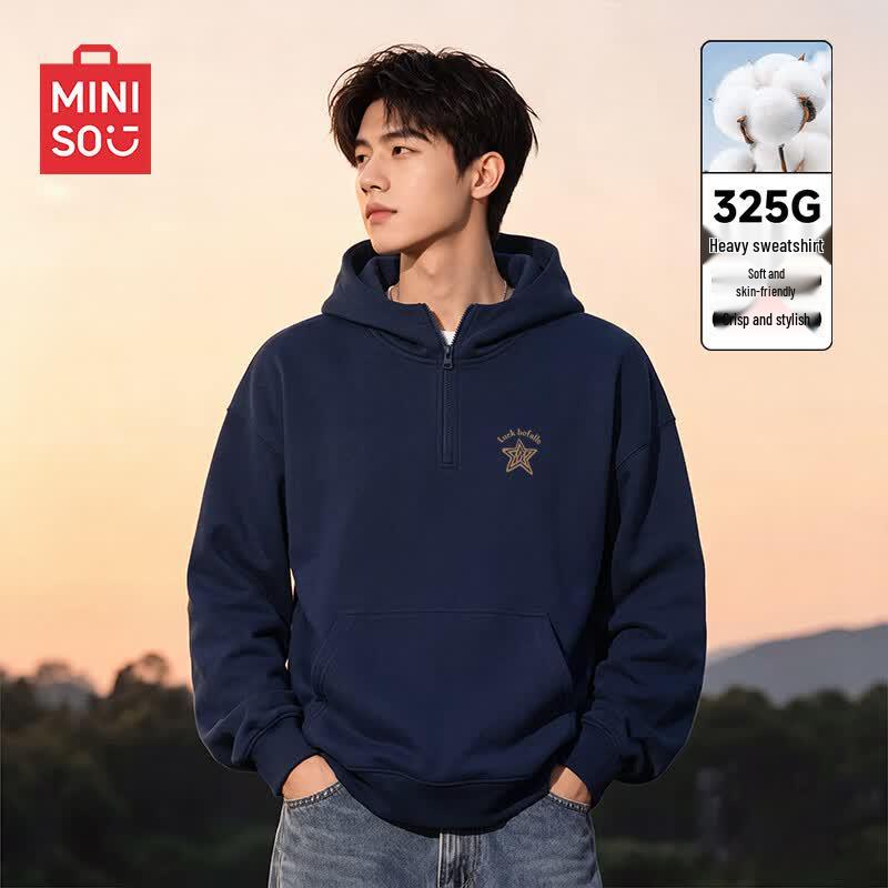 MINISO Men's Relaxed Fit Half-Zip Hoodie