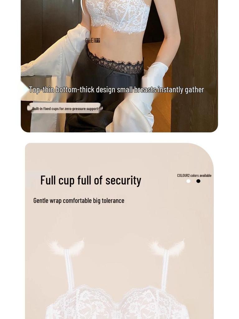 2025 New Sexy Lace Wire-Free Bra Set for Small Chest: Anti-Sagging, Side Support