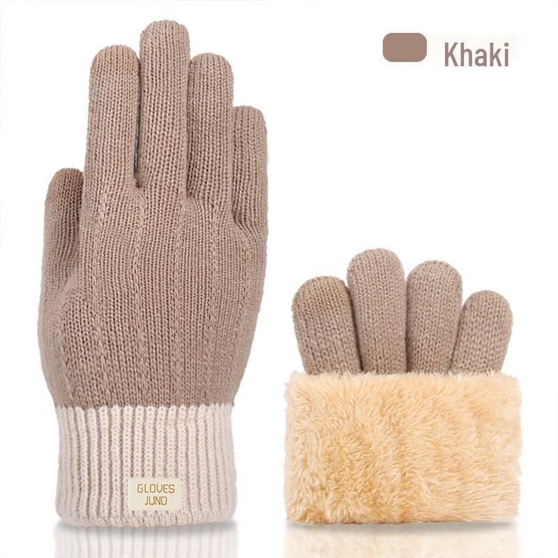 Women's Knit Touchscreen Winter Gloves - Warm, Thickened, Double-Layer Velvet for Outdoor Cycling and Cold Protection