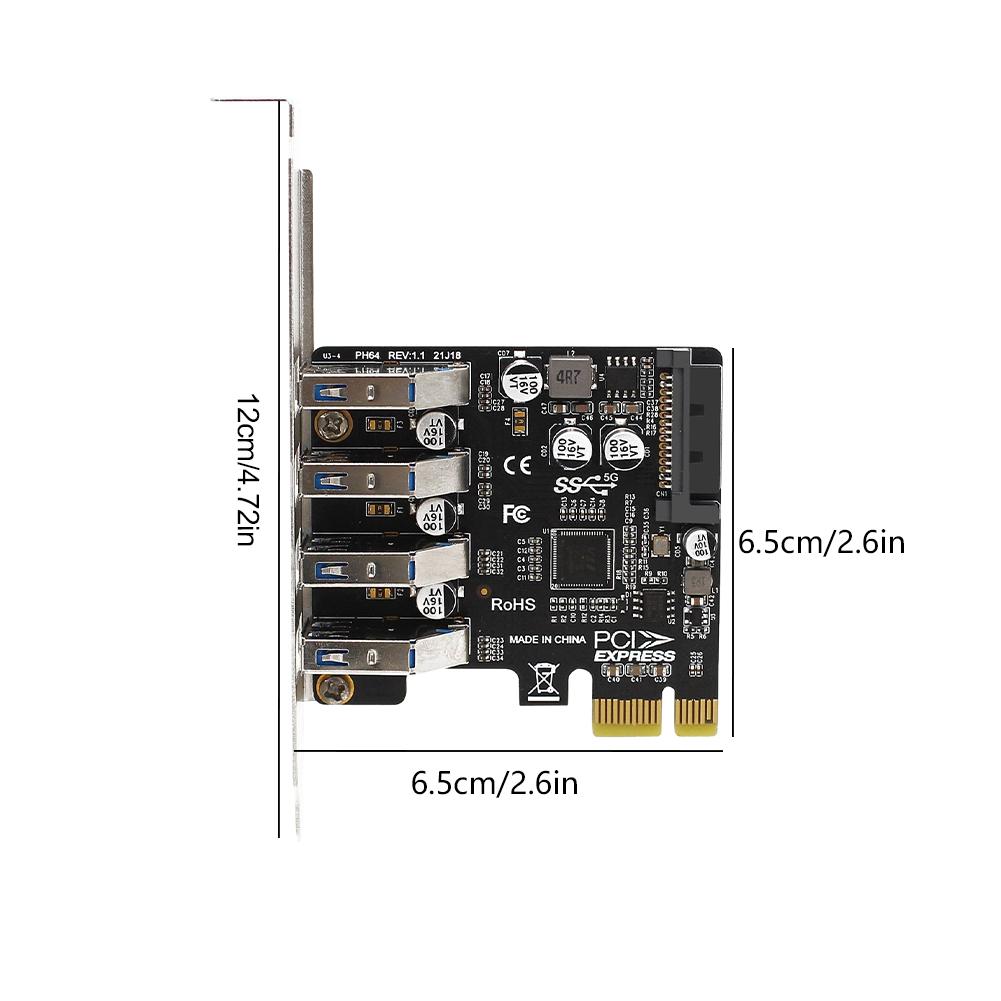 4 Port PCIe USB 3.0 HUB Adapter USB3 PCIe USB3.0 Controller 5Gbps USB 3.0 PCI Express Adapter Controller Converter for Computer
