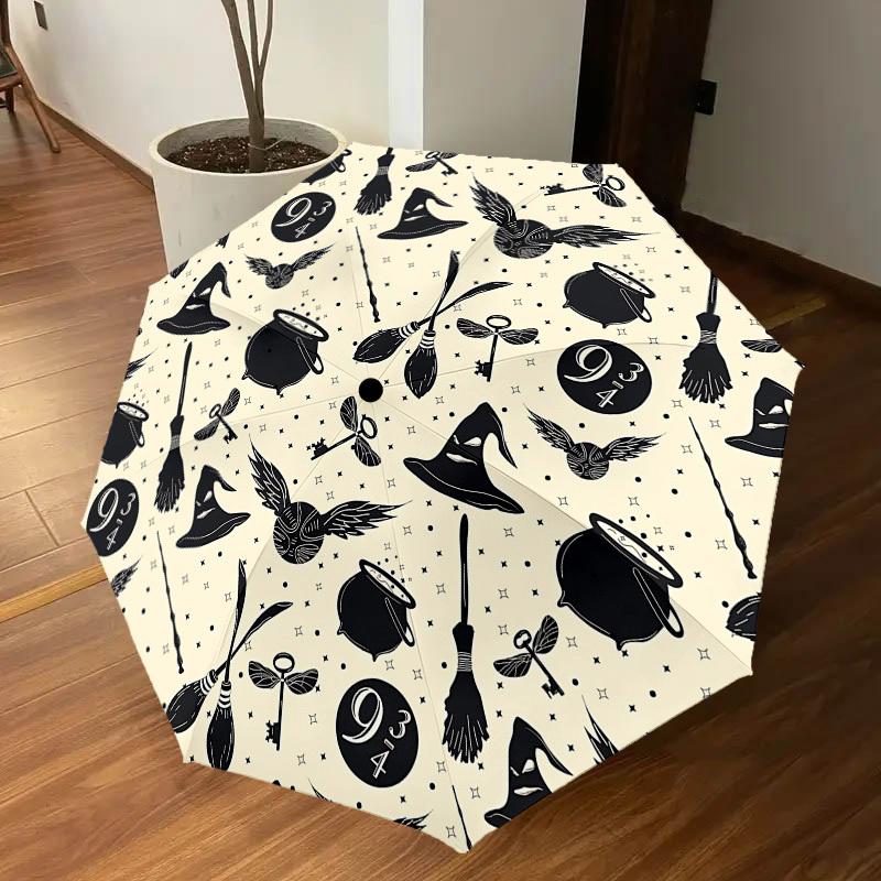 1PC Halloween Wizardry Umbrella-8-Rib Reinforced, Automatic Open, Lightweight & Durable, Cute Fashion Accessory for Outdoor, D2690