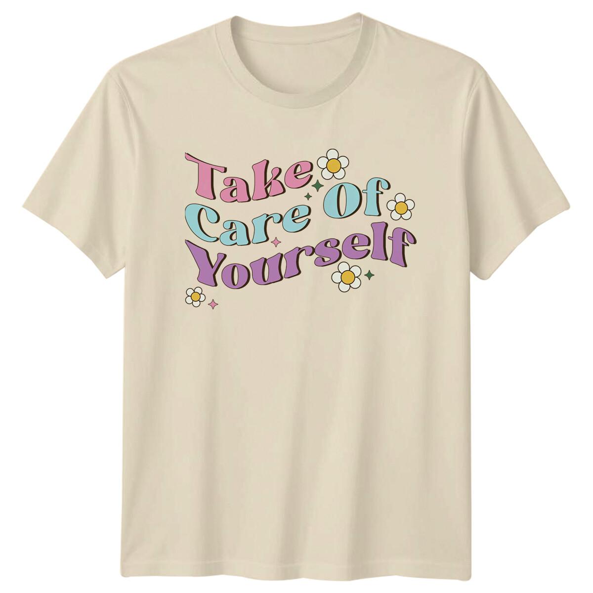Take Care Of Yourself Vintage Floral Retro Graphic T-Shirt XL