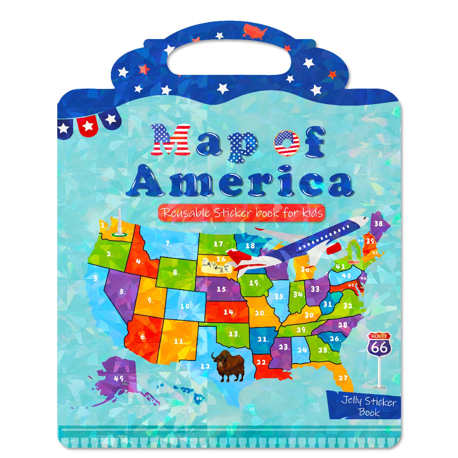 

Детское познание Карта Америки Раннее образование Развитие внимания Повторяющиеся карманные наклейки-желе