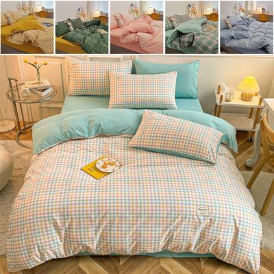 Washed Cotton Four Piece Set Solid Color Pure Cotton Bed Sheet All Cotton Duvet Cover Bedsheet Duvet Cover 100%cotton Bedding