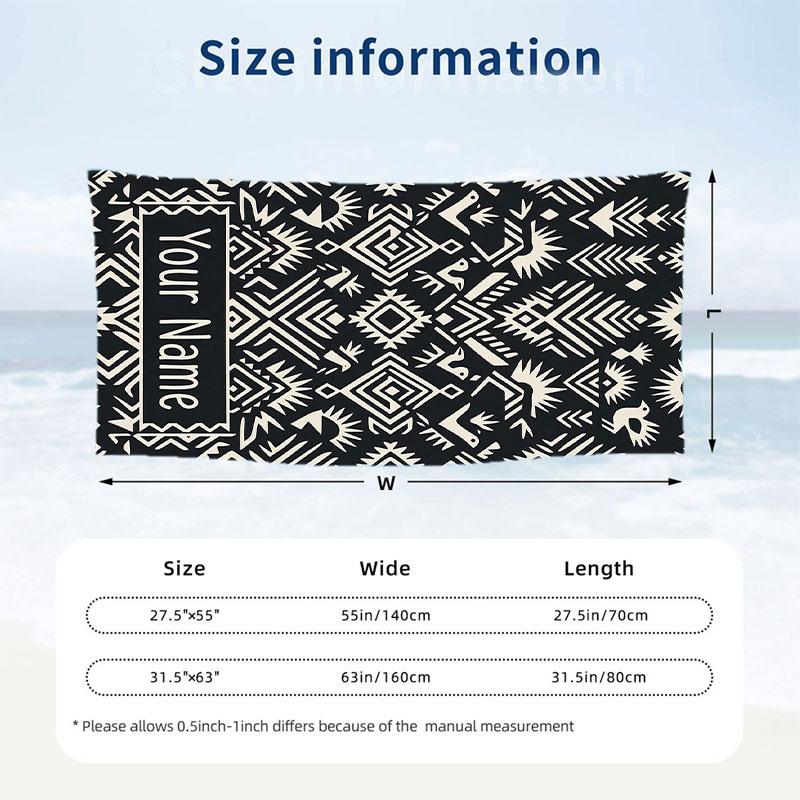Abstract Nature Landscape Theme Quick Dry Beach Towel Custom Name Text Print Large Sand Resistant Towel Beach Vacation