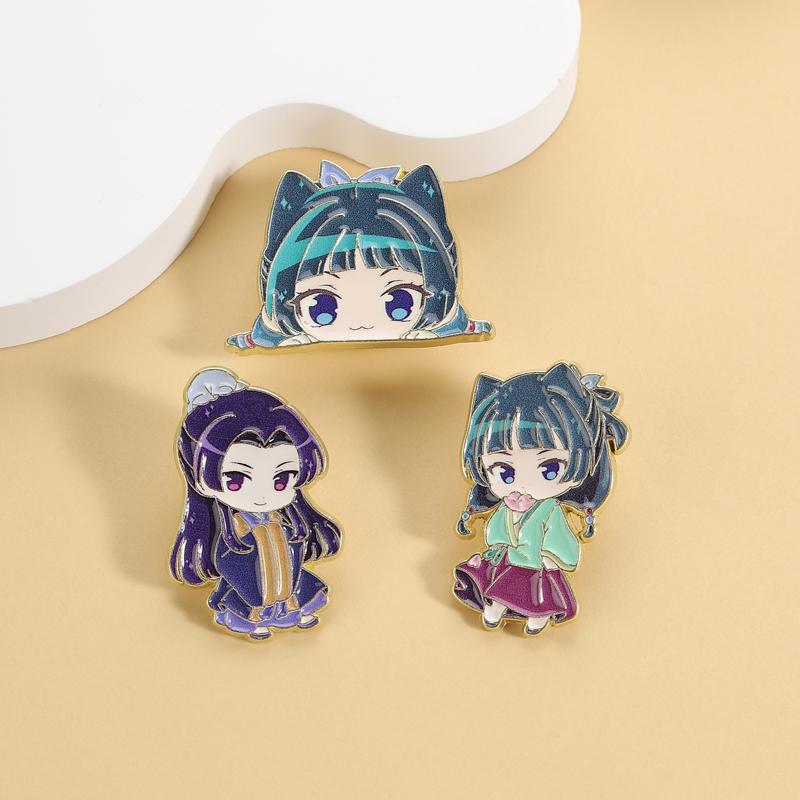 Cartoon Anime Character Enamel Pins Maomao Jinshi Apothecary Japanese Novel Brooches Lapel Badge Jewelry Gift for Friends