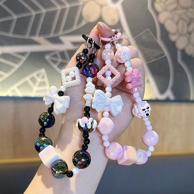 Creative Butterfly Bead Crystal Mobile Phone Lanyard Strap Hand-beaded Arts Crafts Bag Pendant Anti-Lost Phone Hand Rope