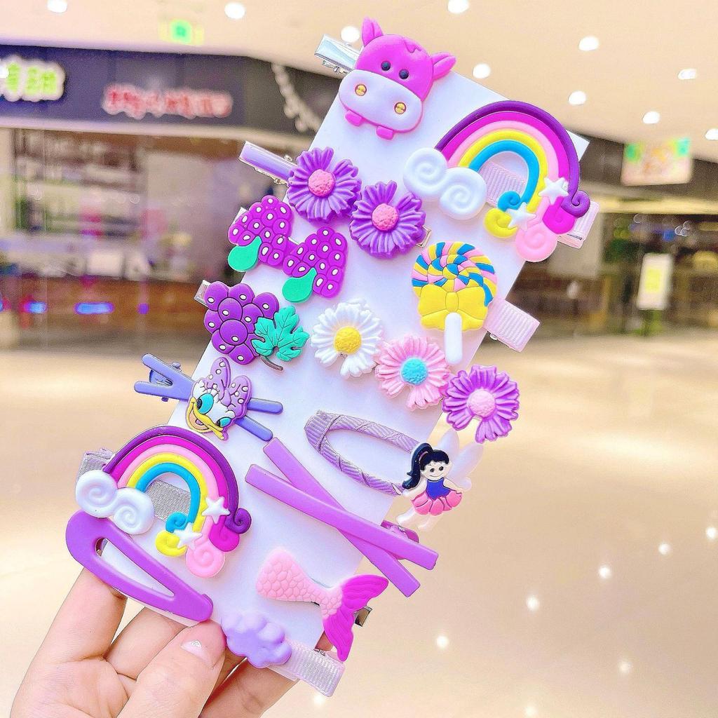 Pink 50-Piece Cute Hair Clip Set: Sweet Girly Japanese Cartoon Bangs Accessories