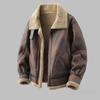 Men's 2025 Winter Shearling Suede Motorcycle Jacket with Fleece Lining - Thick, Trendy, Loose, and Oversized