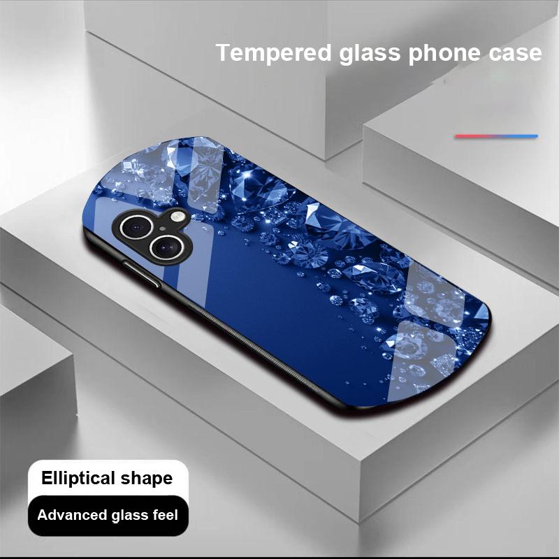 Etui na telefon z hartowanego szkła w kształcie elipsy z pełnymi diamentami dla Apple IPhone 16 11 13 15 14 Pro Max 12 Mini 7 8 Plus XR X XS