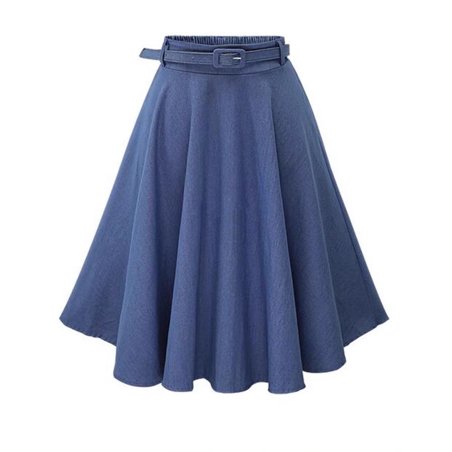 

Summer Denim Skirt with Belt - New Arrival One Size светло-синий