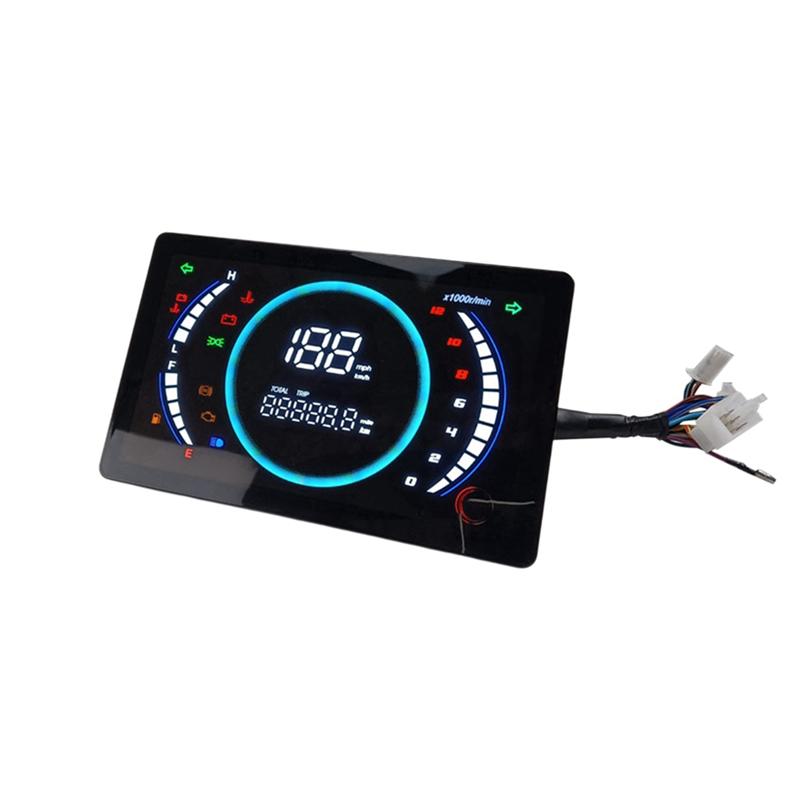A03Z-12V Universal Adjustable LED Digital Motorcycle Speedometer RPM Dashboard With Temperature Gear 199Km/H