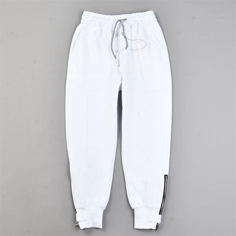 

High-Quality K-style Boys and Girls Casual Sweatpants L83520 Drawstring Elastic Waist Fall Trendy All-Match Ankle-Tied Long Pants 1 White. M