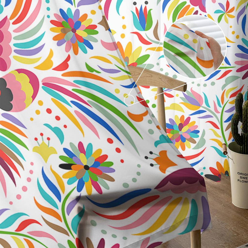 Mexican Embroidery Modern Curtains For Living Room Transparent Tulle Curtains Window Sheer For The Bedroom Accessories Decor