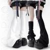 Black White Gothic High Sock Y2K Leg Stockings Lolita Over Knee Leg Warmer Horn Shaped Cuffs Sock For Girls Women Punk Socks