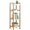 Bathroom Standing Shelf Bathroom Vanity Floor Standing Shelf Storage Bamboo Ladder Bookshelf 4 Tier Shelf Wood Organizer Rack