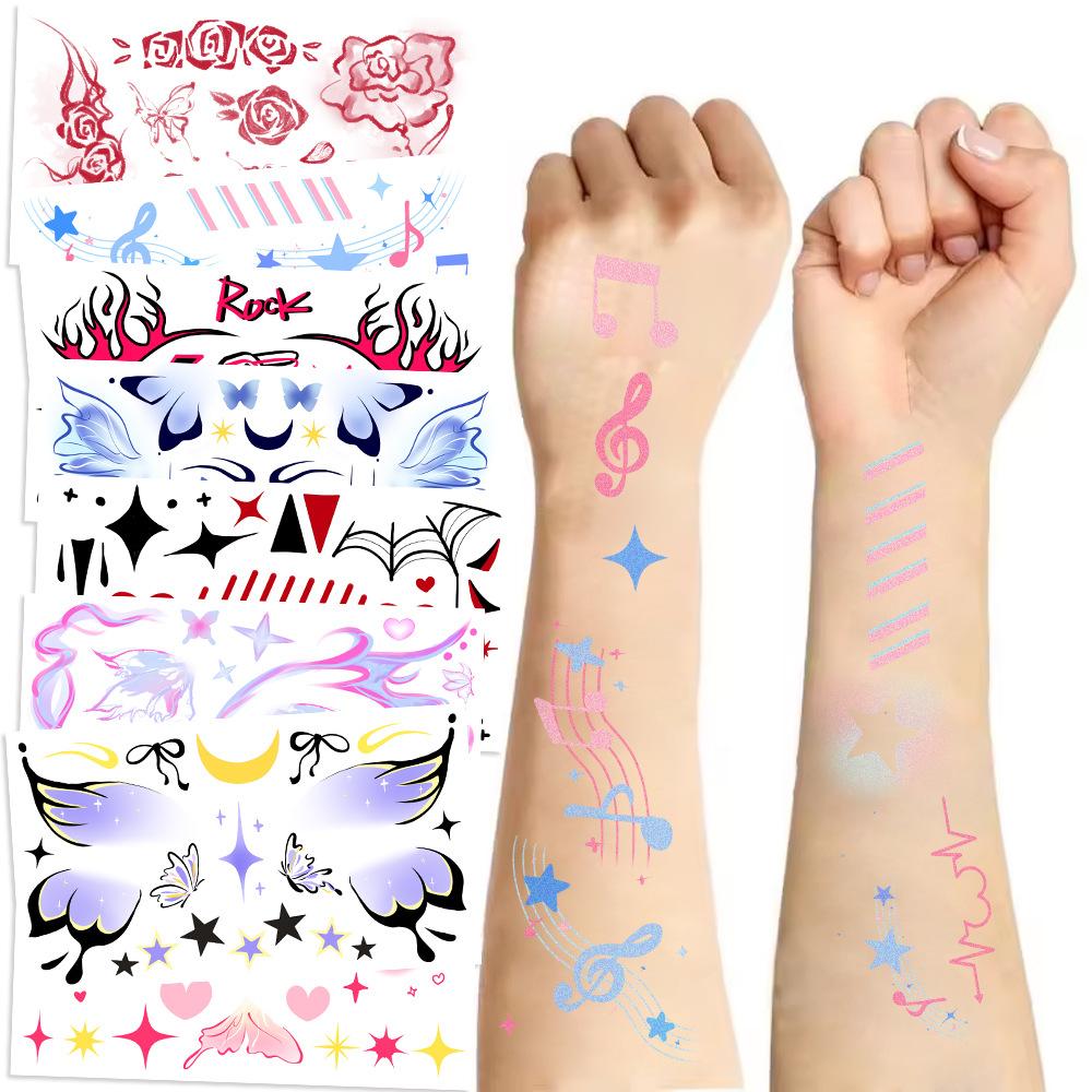 

Новый Музыкальный Фестиваль Макияж Тату Наклейки Водонепроницаемые Вечеринка Вечеринка Подарок Забавные Наклейки на Лицо Makeup series (10 sheets/pack)