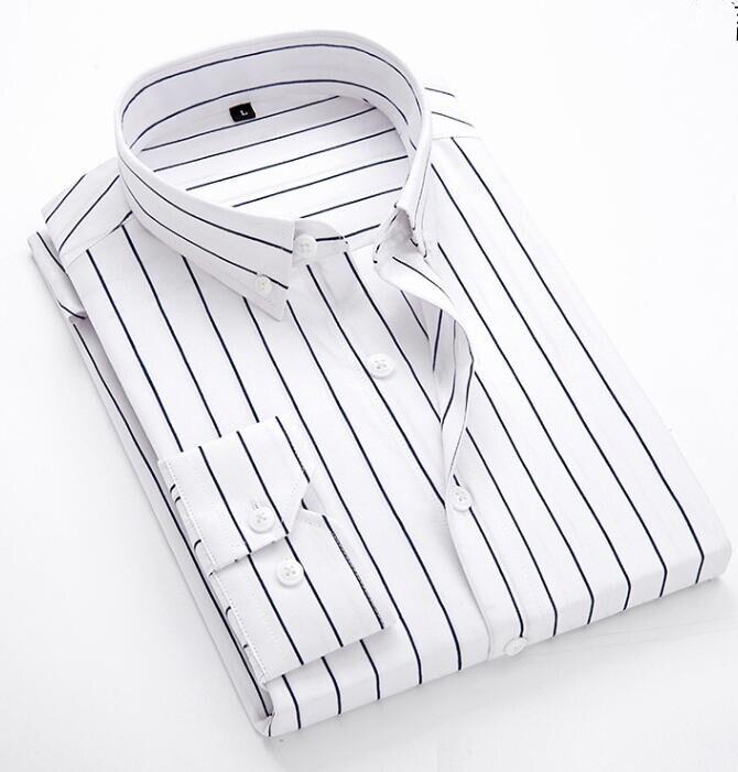 Уютная мужская повседневная рубашка в полоску с половиной рукавов Asian Size M белый 1643₽
