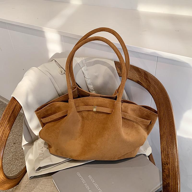 Niche Design Same Style Belt Buckle Handbag Tote Bag Bat Bag Matte Suede Wing Bag