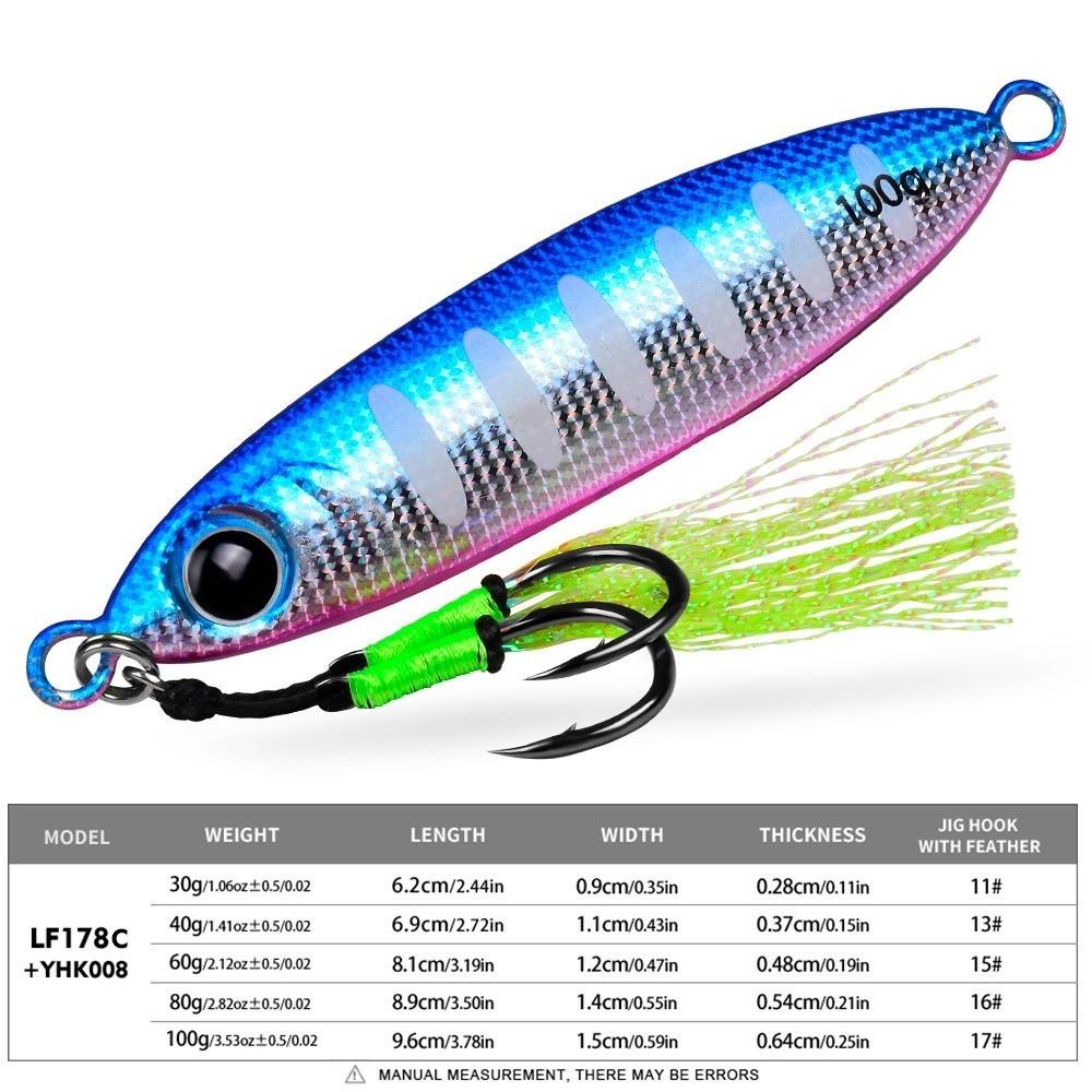 

Professional Metal Jig Fishing Lure 30g-100g Weight Hard Fishing Jigs VIB Vertical Fast Sinking Jigging Lure for Mackerel Tuna