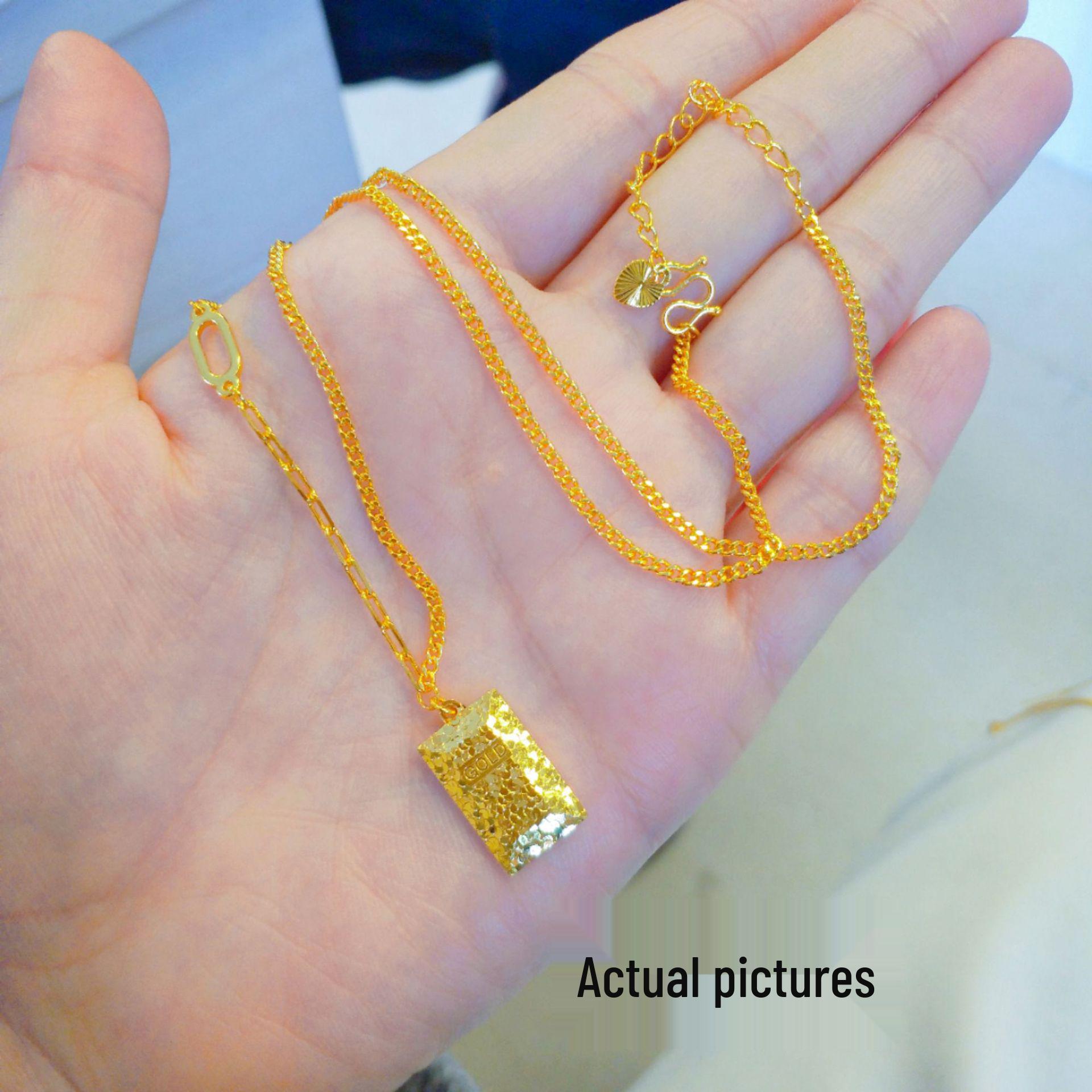 Вьетнам Золотой Песок Дробленый Лед Квадратный Подвеска Ожерелье