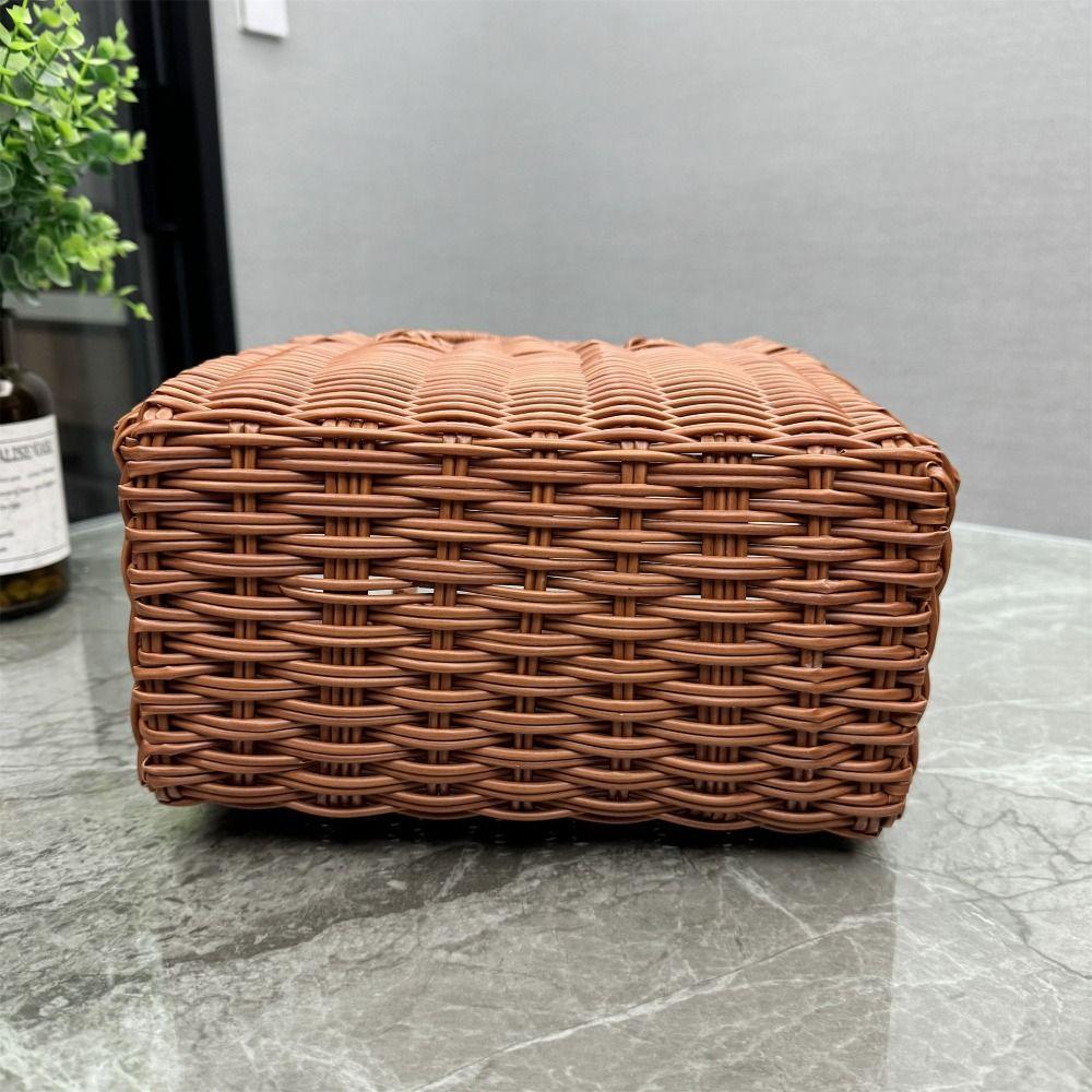 Imitation Rattan Storage Basket Square Woven Handbag Creative Hanging Baskets Flower