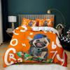 Yellow Maple Leaf French Bulldog Microfiber Bedroom Comforter Cover with Pillowcases Lovely Pet Dog Bed Sets for Girl Boy Teen