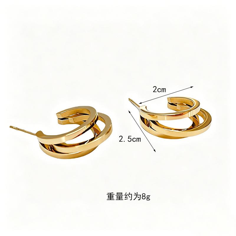 Korean-style Personalized Stainless Steel Trendy Geometric Stud Earrings for Women