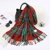 Female's Winter Warm Long Scarf Classic Plaid Tessles Pashmina Shawl Thick and Soft Muffler for Muslim Women Pareos Outdoor