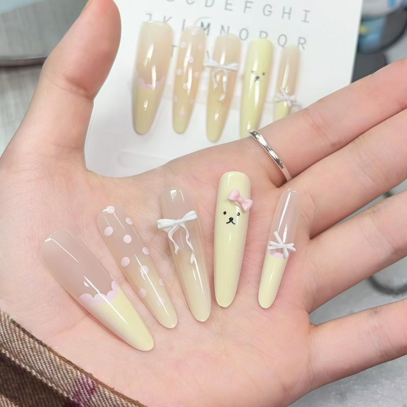 Miffy Rabbit Handmade Sweet Bow French-Style Fake Nails