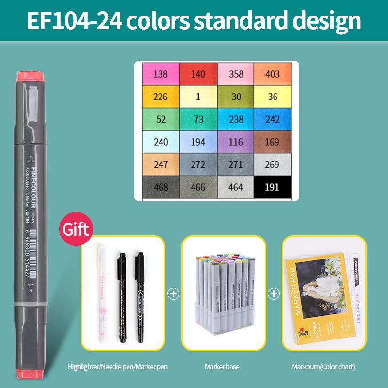 EF104 Double-Head Alcohol Marker Pens Sketch Design Marker Brush Pen Beginner Manga Graphic Drawing Art Supplies