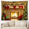 New Year Christmas Decoration Snow House Nature Cat Tapestry Kawaii Decor Wall Hanging Psychedelic Hippie Aesthetic Home Decor