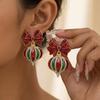 1 pair Simulated Pearl Christmas Drop Earrings Glitter Finish Holiday Jewelry  Women