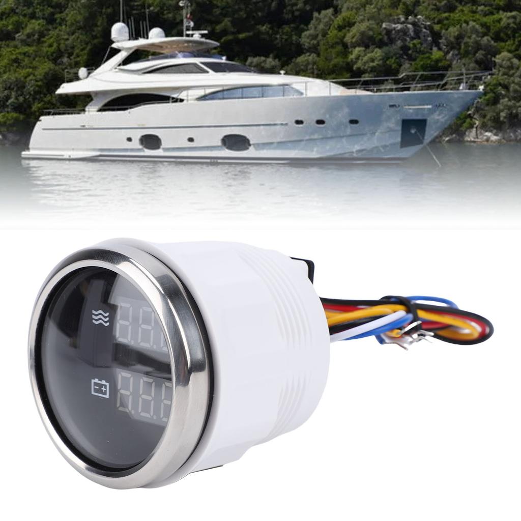 52mm Digital Display Gauge Multifunctional Water   Voltage Meter with Backlight for Cars RVs Trucks Ships Yachts