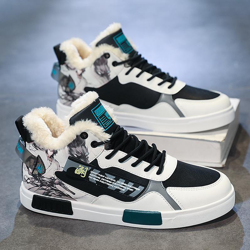 Pánské sportovní boty ležérní streetový styl kožešina běžecké tenisky boty pro studenty nadměrné zimní boty vysoké