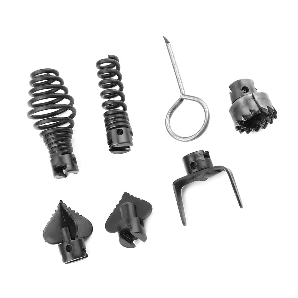 Drain Cleaner Combination Cutter Head, 7-Piece 16mm Pipe Dredge Cutter Head, Dredge Spring Automatic Head Lock Head Gear Cutter Head, Drain Auger