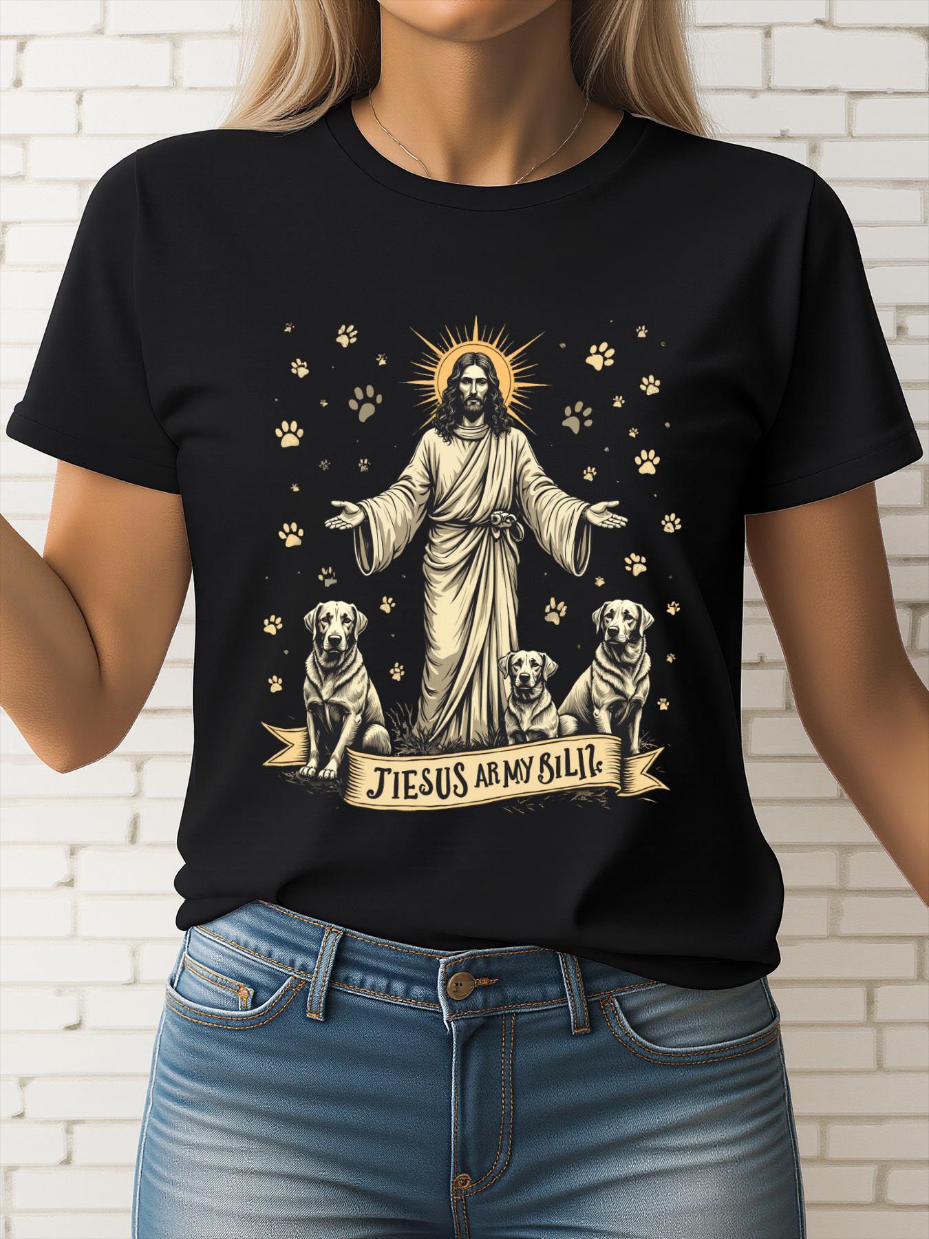 

Summer Fashion Women S T-Shirt Round Neck, Short Sleeve, Suitable for Daily Wear, Religious Theme Design, Unique Gift Idea, Pure 4XL чорний