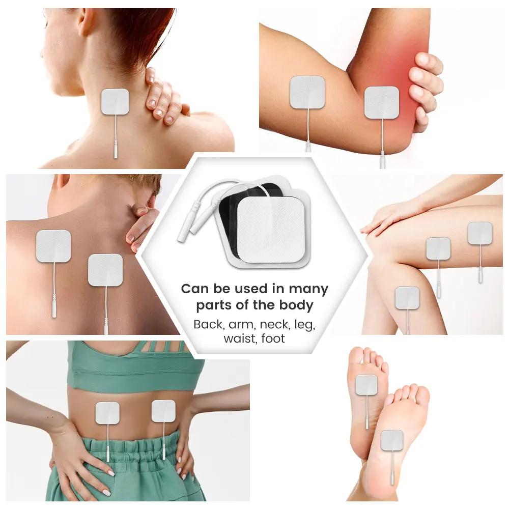 20/10 Stück 5x5cm TENS EMS Nervenmuskelstimulator Elektrodenspitzen Gel-Massagepflaster für Elektroden Physiotherapiegerät 2mm Stecker
