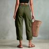 Women’s Loose Fit Straight Leg Cargo Pants with Drawstring Waist and Multiple Pockets for Casual Jogger Style Outdoor Work