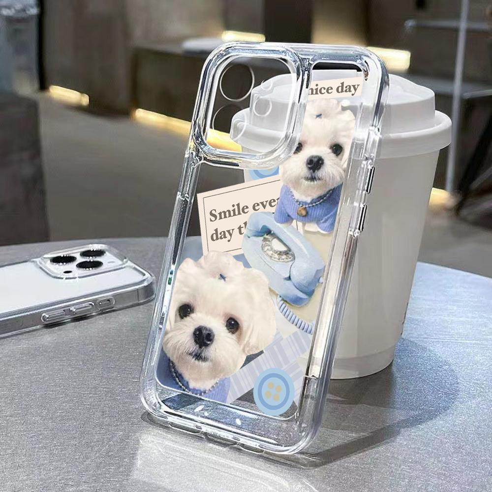 Cute Cats Dogs Transparent Phone Case For iPhone 16 Case iPhone 16 Pro Max 11 12 13 16Plus 15 Pro X XR XS Max Shockproof Cover
