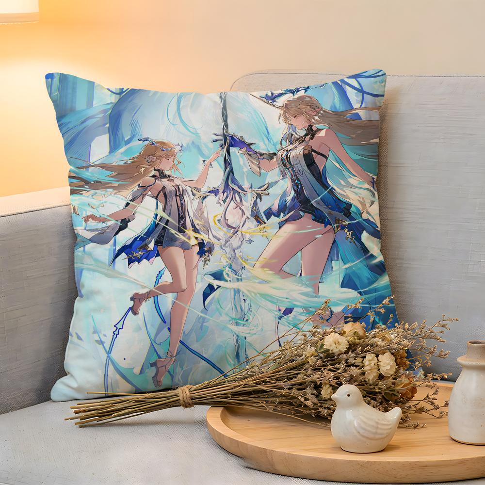 Cushion Cover  Linen SkinFriendly Soft Decorative Case For Sofa Home Decor WWuthering Waves Cartethyia Anime Game Pillow cover
