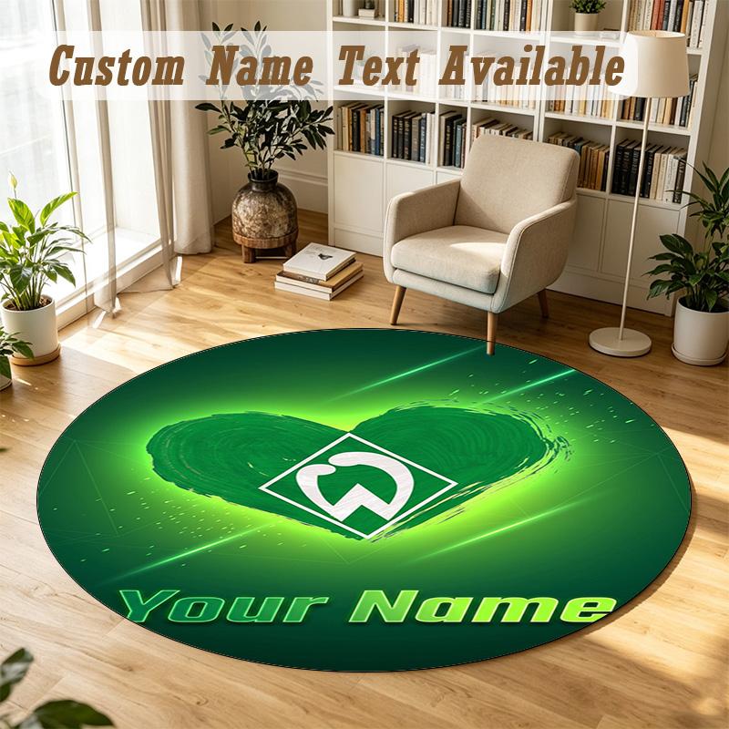Round Rug Custom NameWerder Bremen FC Pattern Non Slip Carpet Home Floor Decor