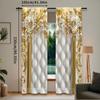 2Pcs Golden Flower Curtain Elegant European Style Suitable For Living Room Dining Room Kitchen Bedroom Bathroom Study Room