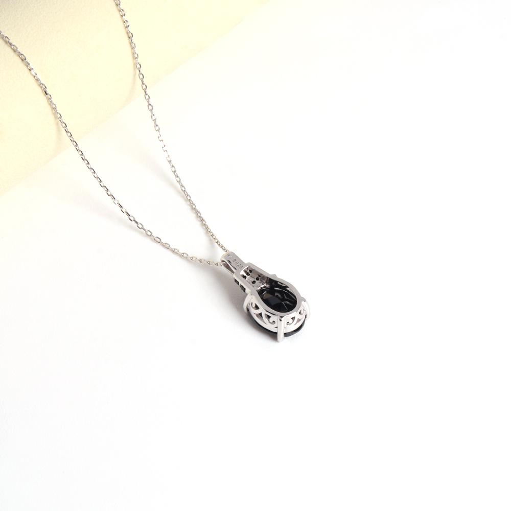 Nádherné jednoduché přírodní černé spinelové náušnice náhrdelník ze stříbra 925 elegantní módní šperky pro ženy a dívky