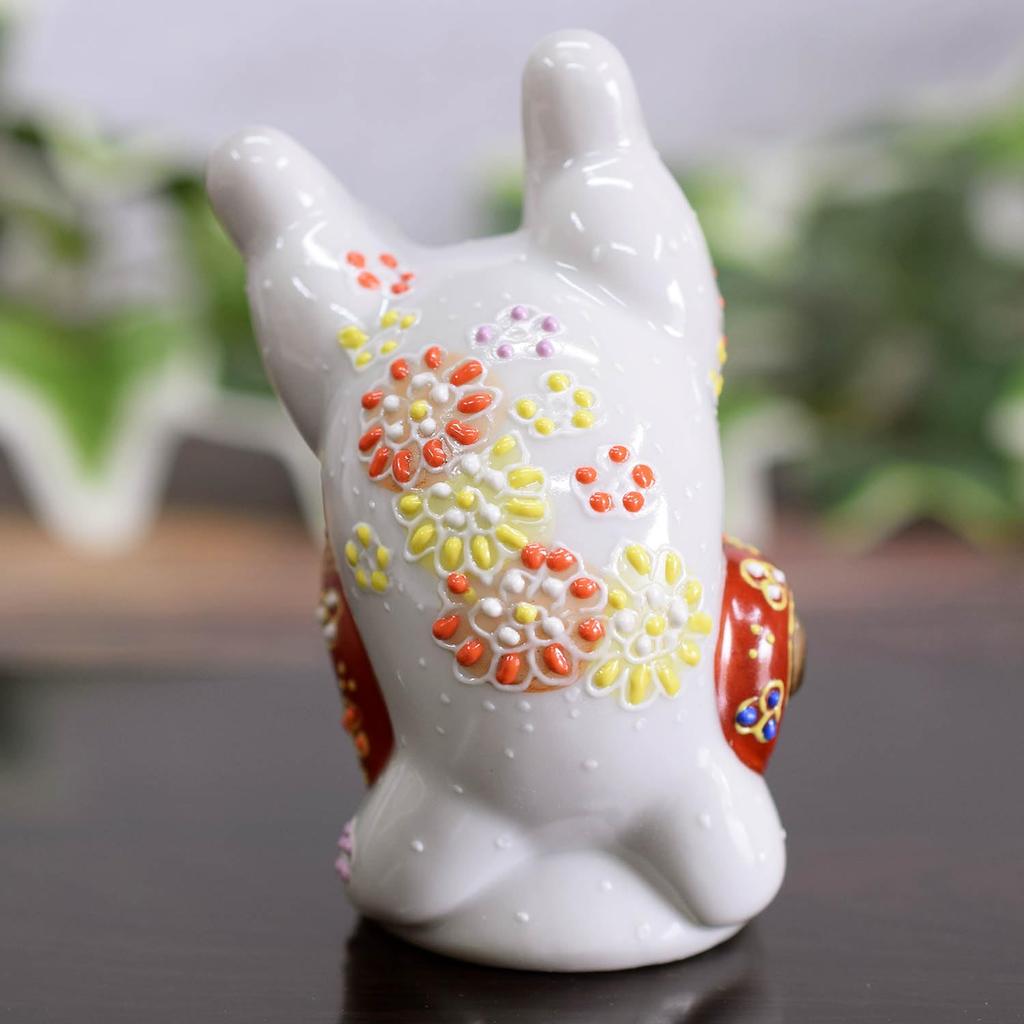Waza No Kura Stylish Ornaments Kutani Ware Handstand Maneki Neko Flower Flyers Store Opening Gift Business Opening Gift Birthday Gift