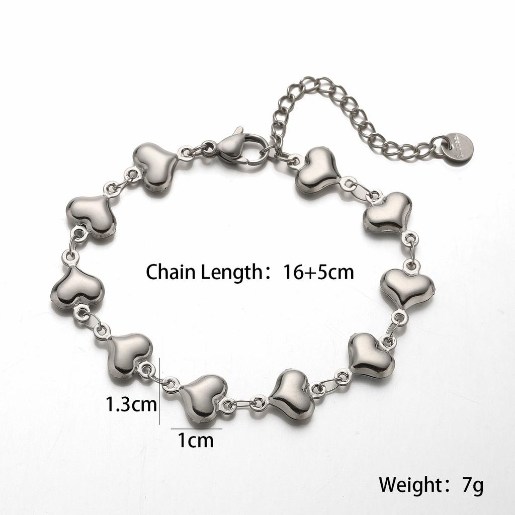 Wholesale Non-Fading Gold Color 316L Stainless Steel Heart Charm Bracelet For Women Casual Daily Jewelry